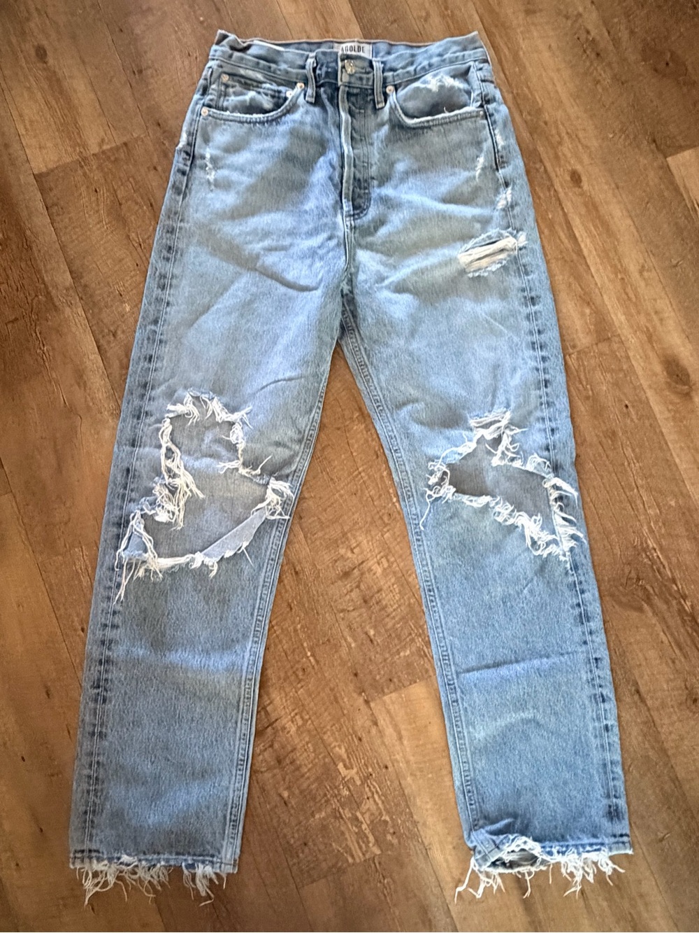 AGOLDE 90s Mid Rise Loose Jeans Fall Out Distressed 25